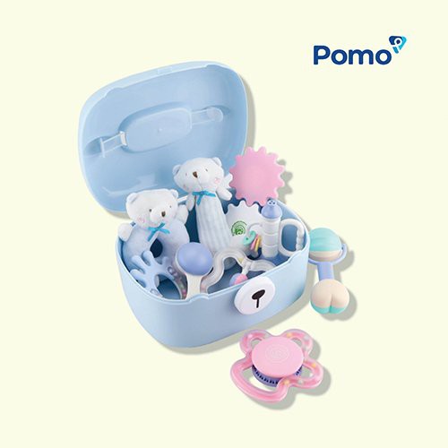 [CHUBBYSHOP] Bộ xúc xắc đồ chơi gặm nướu hộp gấu 9 món Pomo