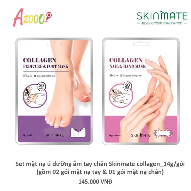 Mặt nạ dưỡng ẩm chăm sóc da tay và bàn chân Skinmate - chính hãng Hàn Quốc