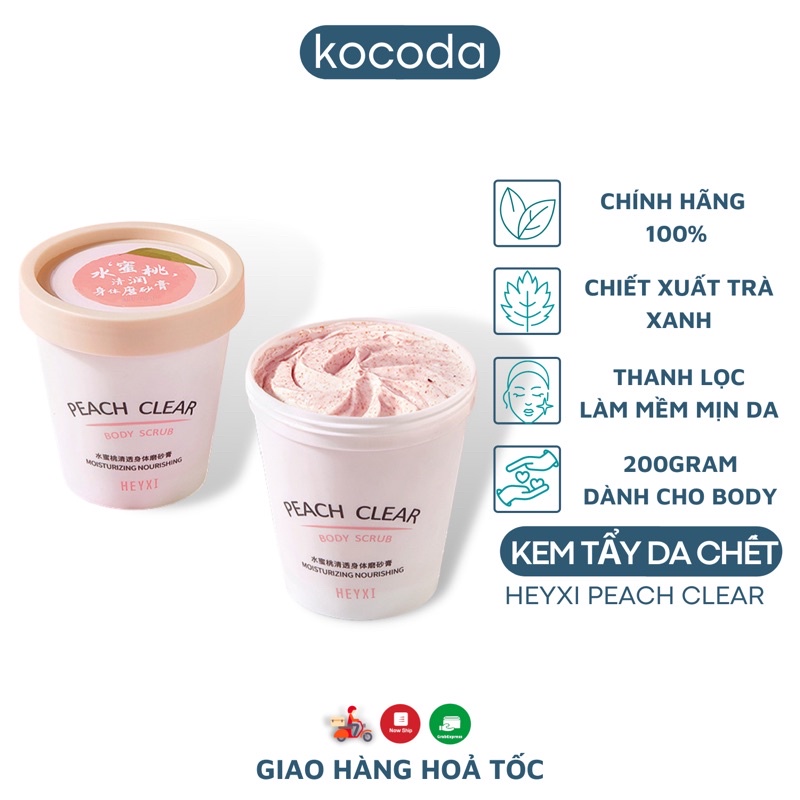 Tẩy tế bào chết toàn thân đào Heyxi Peach Clear Body Scrub 200g - KOCODA