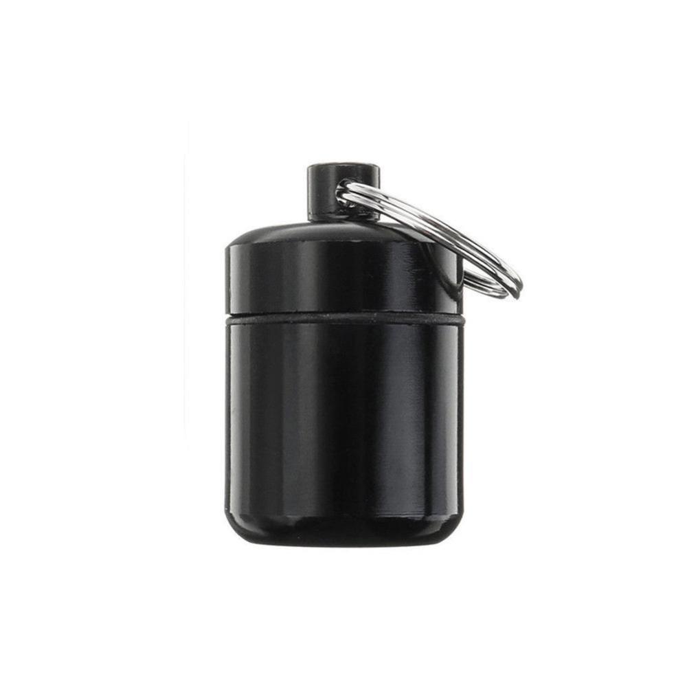 Hộp Đựng Thuốc Mini Màu Đen Bằng Nhôm Chống Nước Kèm Móc Khóa O5Q2