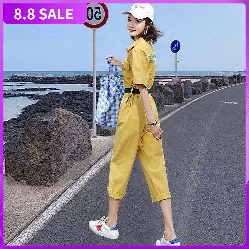 2022 new summer work clothes, one-piece suit, fashion socialite jumpsuit, stylish, high waist, thin and small.