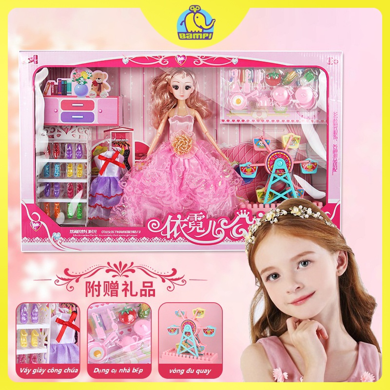 Bộ Hộp Quà Đồ Chơi Búp Bê Công Chúa Natasha Búp Bê Barbie Kèm Phụ Kiện Giày Đầm Váy Dụng Cụ Nhà Bếp