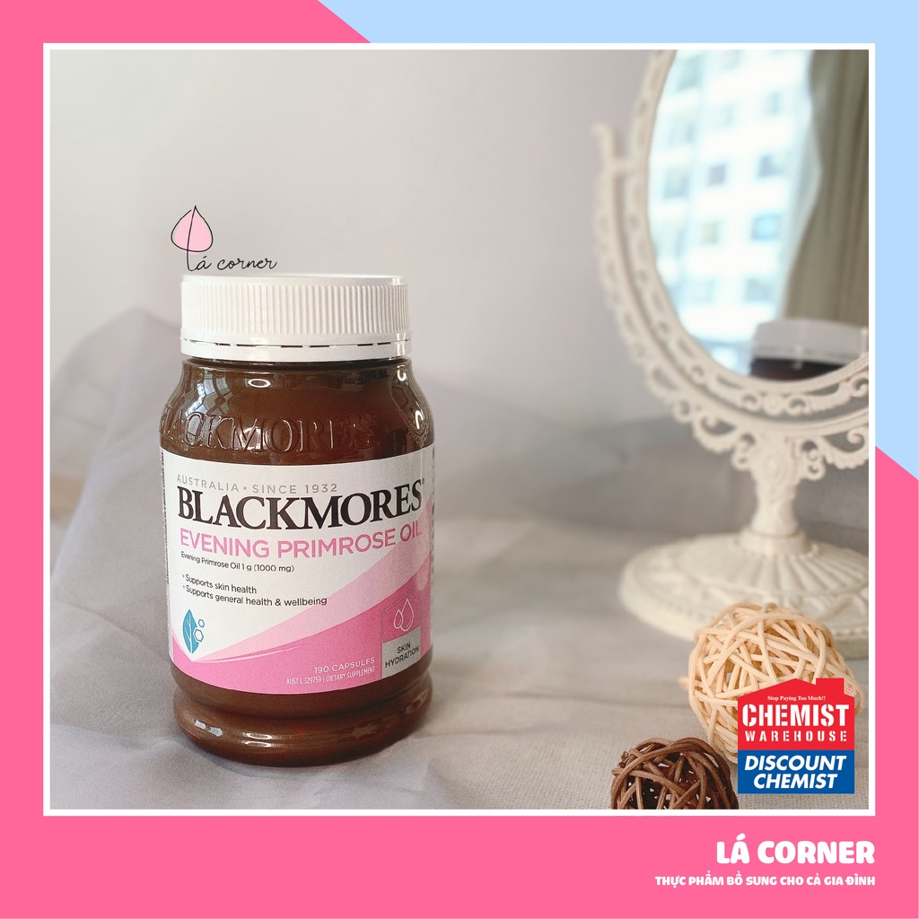 Tinh dầu Hoa anh thảo Blackmores Evening Primrose Oil Úc 190 viên chính hãng cân bằng nội tiết tố giảm mụn làm đẹp da