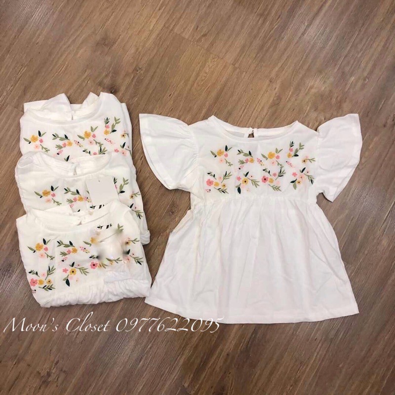 Áo váy Zara  thêu hoa size 12/18m-4/5y