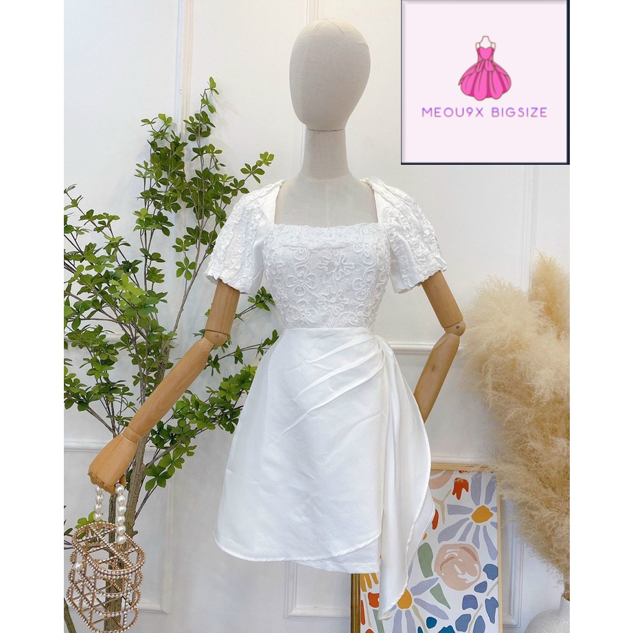 ĐẦM ĐI TIỆC BIGSIZE CHÉO TÀ PHỐI REN SANG CHẢNH