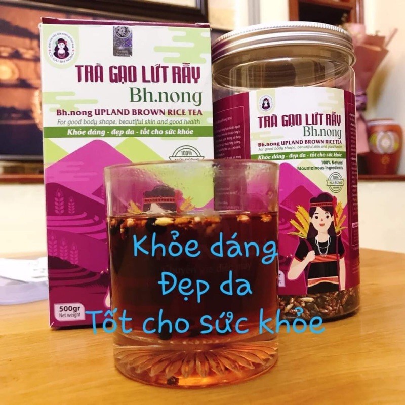 Trà Gạo Lứt Đậu Đen, Trà Gạo Lứt Cô gái Bhnong 500gr hỗ trợ giảm cân, ngăn ngừa bệnh Tiểu Đường