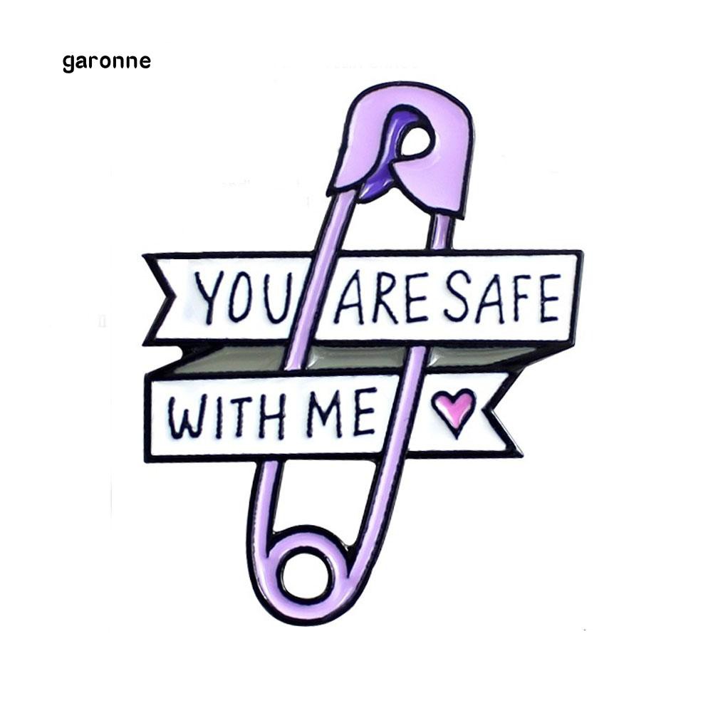 Ghim cài áo hình kim băng gắn chữ You Are Safe With Me đáng yêu cho nữ