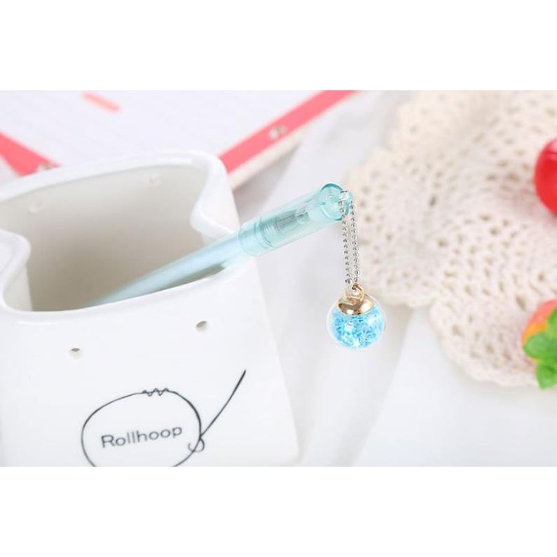 Bút Gel Nước Mực Đen Quả Cầu Nhũ Lấp Lánh H70