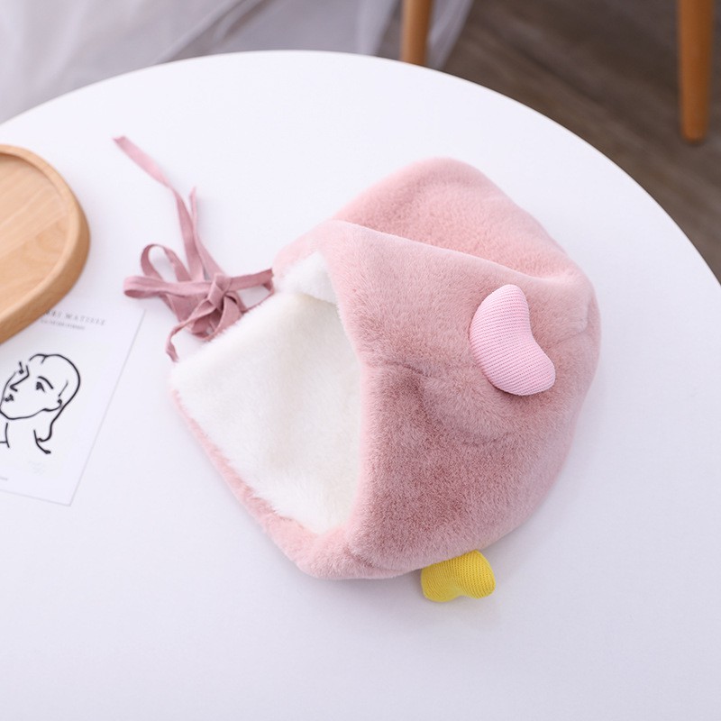 Mũ dày có dây buộc ấm áp đáng yêu dành cho bé gái