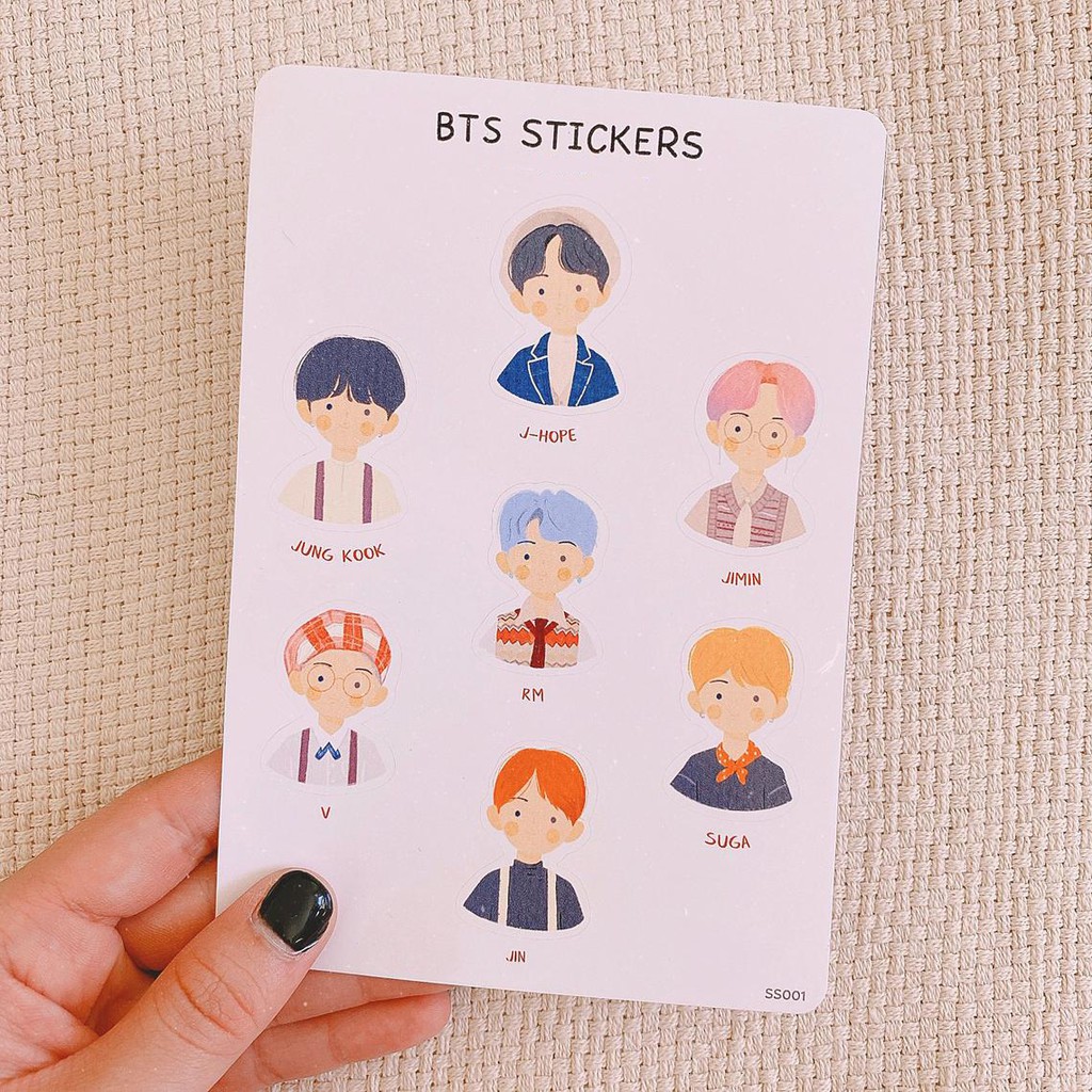 Set Sticker Chibi BTS - Chống Nước - Bền Màu - Có Sẵn Keo Dán - Decor, Trang Trí Nhà Cửa, Trang Trí Sổ, Dán Mũ, Vali