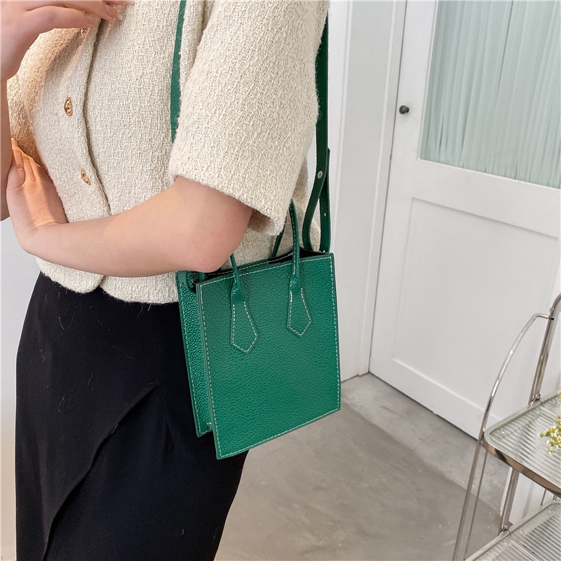 Túi Đeo Chéo Hình Vuông Nhỏ Màu Sắc Tương Phản Thời Trang Hàn Quốc 2022