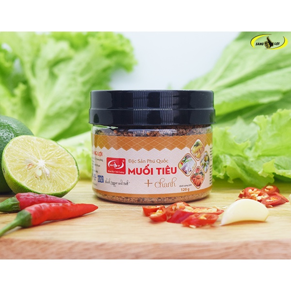 Muối tiêu chanh Phú Quốc SÁNG LỢI - hũ nắp đen (mẫu mới) - đặc sản Phú Quốc