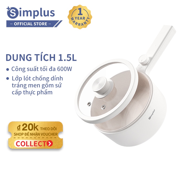 Dòng nồi điện Simplus nấu lẩu thích hợp cho 2-3 người, đa chức năng, hai nấc nhiệt điều chỉnh