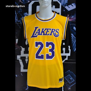 Áo Bóng Rổ có tay NBA Laker 23 Lebron James Vàng Đen