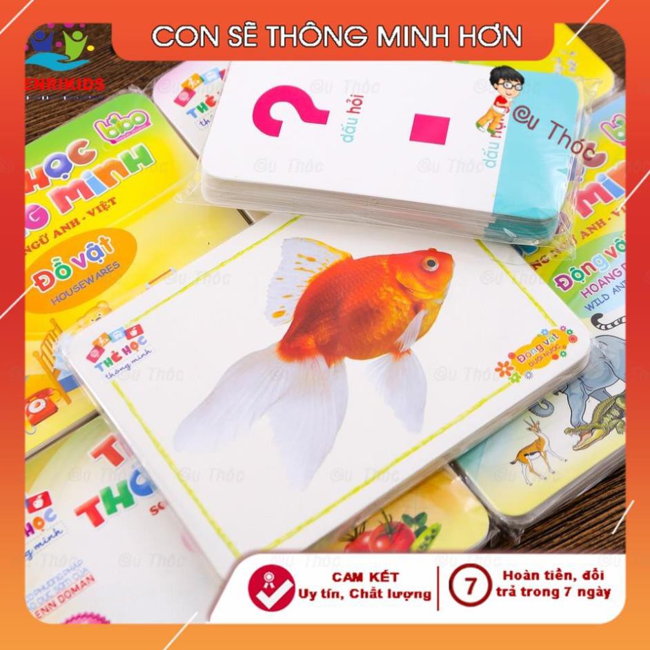 Thẻ học thông minh song ngữ Anh-Việt, Flashcard chủ đề động vật nuôi cho bé - SHOP CU BIN