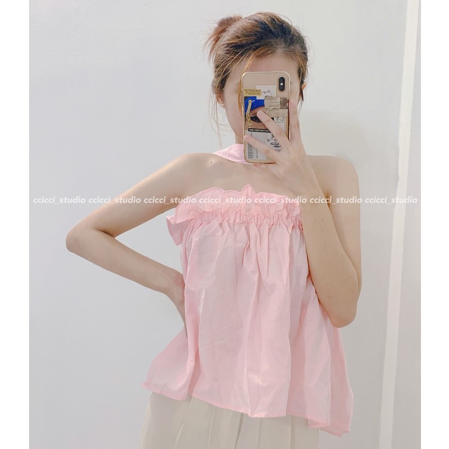 Alva Top - Áo Ống Kiểu Cổ Lạ Mắt Bo Chun Co Giãn Ulzzang (ảnh thật)