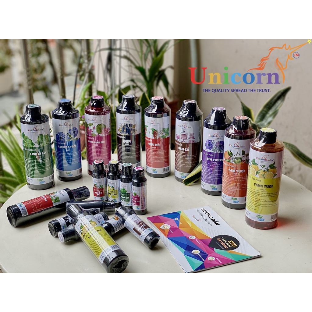 Màu Thực Phẩm UNICORN chai 600gr - Màu nước thực phẩm - Màu siro pha kem