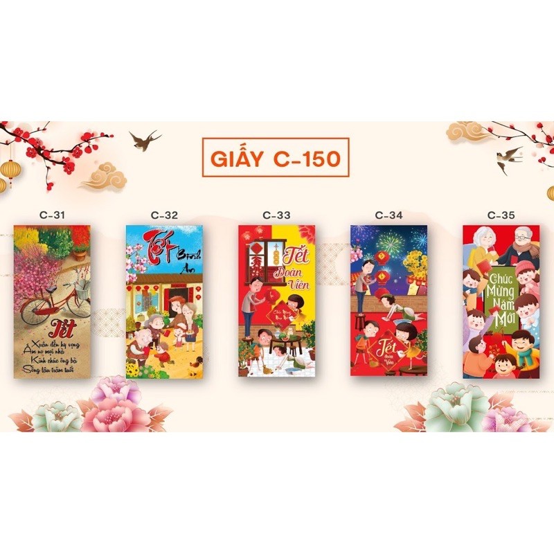 Sỉ 1000 bao lì xì 2021 giấy C-150 kèm hình thật