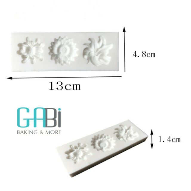 Khuôn fondant 3 mẫu hoa