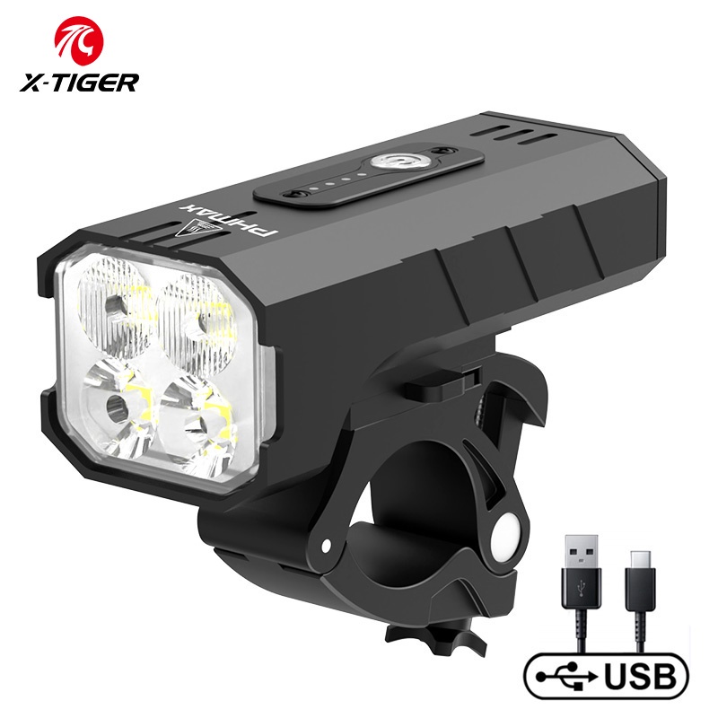 X-TIGER Đèn xe đạp thời lượng pin dài Đèn đi xe ban đêm Đèn xe đạp có thể sạc lại USB