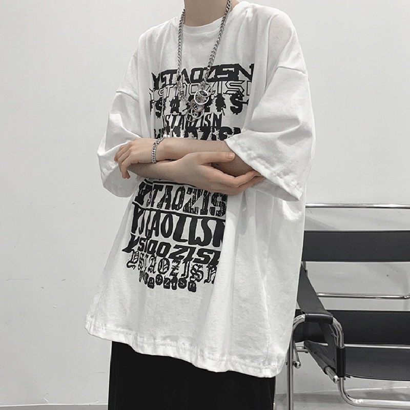 Áo Thun Tay Ngắn Dáng Rộng In Chữ Phong Cách Hip Hop Nhật Bản Thời Trang Mùa Hè Cho Nam Và Nữ size M-8XL