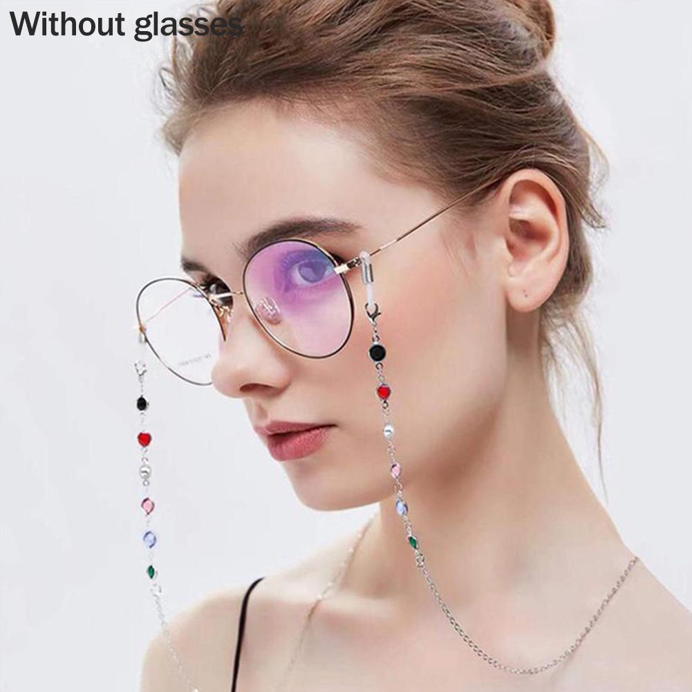 Chic Women Gold Silver Sunglasses Chains Đọc Chuỗi hạt thủy tinh đính cườm Dây đeo cổ dây