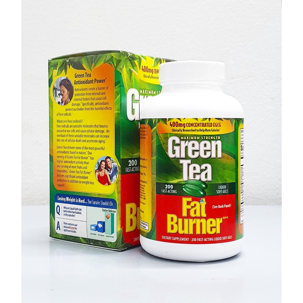 date 10/24 Viên uống giảm cân từ trà xanh Green Tea Fat Burner hộp 200 viên và 90 viên của Mỹ, giảm mỡ