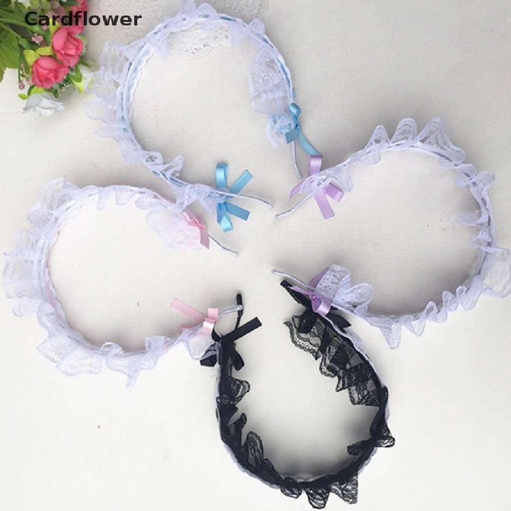 &lt; Cardflower &gt; Băng Đô Nơ Ren Hóa Trang Lolita Nhật Bản Nhiều Màu Sắc Retro Hầu Gái Đa Dạng Giảm Giá
