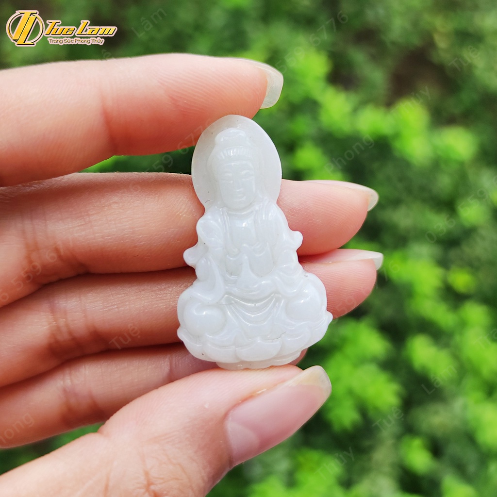 Dây chuyền phật quan âm bồ tát bạch ngoc hợp mệnh mang lại bình an, may mắn - Tuệ Lâm