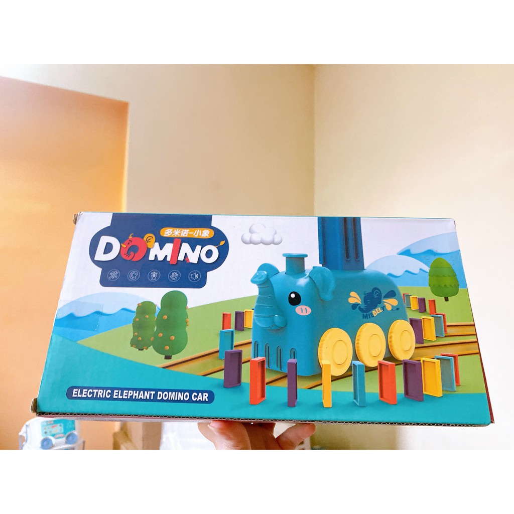 【𝐇𝐎𝐓】Đồ chơi Xe Điện Hình Thú xếp hình Domino Có Nhạc Có Đèn sáng tạo cho bé