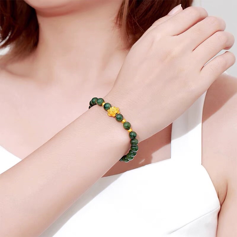 Vòng tay phong thủy may mắn tặng hộp da cao cấp tự nhiên đẹp màu xanh hút tài lộc tình duyên hợp mệnh