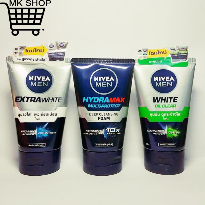 Sữa rửa mặt nam NIVEA MEN 100g Thái Lan kiểm soát nhờn sáng da ngăn ngừa mụn facial foam acne clear dầu vi khuẩn acne