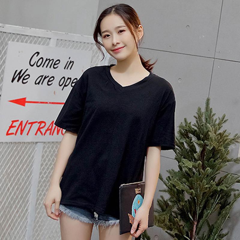 Áo thun ngắn tay cổ tim kiểu dáng đơn giản trẻ trung dành cho nữ