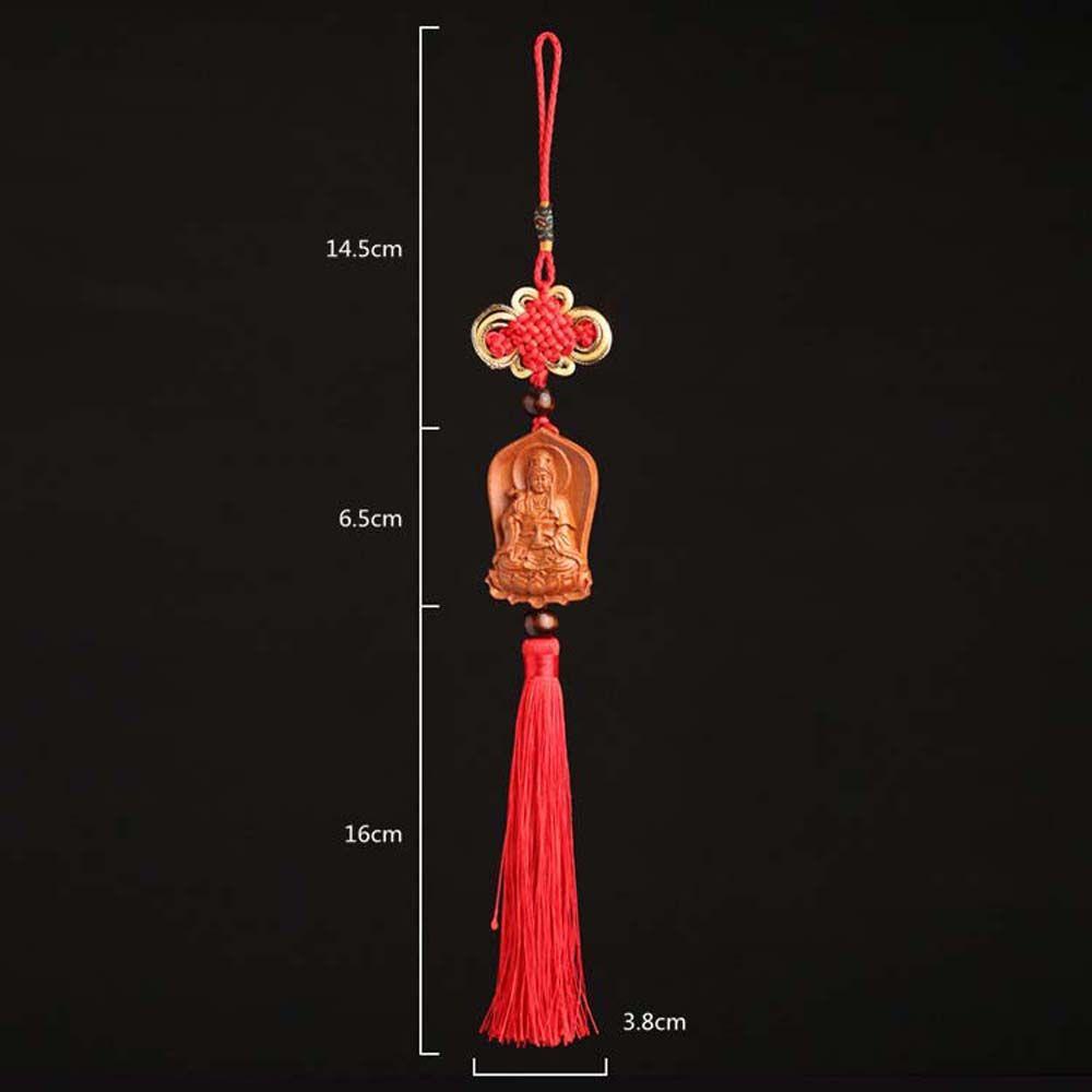 Mmluck Guanyin Mặt Dây Chuyền Khắc Hình Hoa Sen Bằng Gỗ Đào Trang Trí Gương Chiếu Hậu Xe Hơi