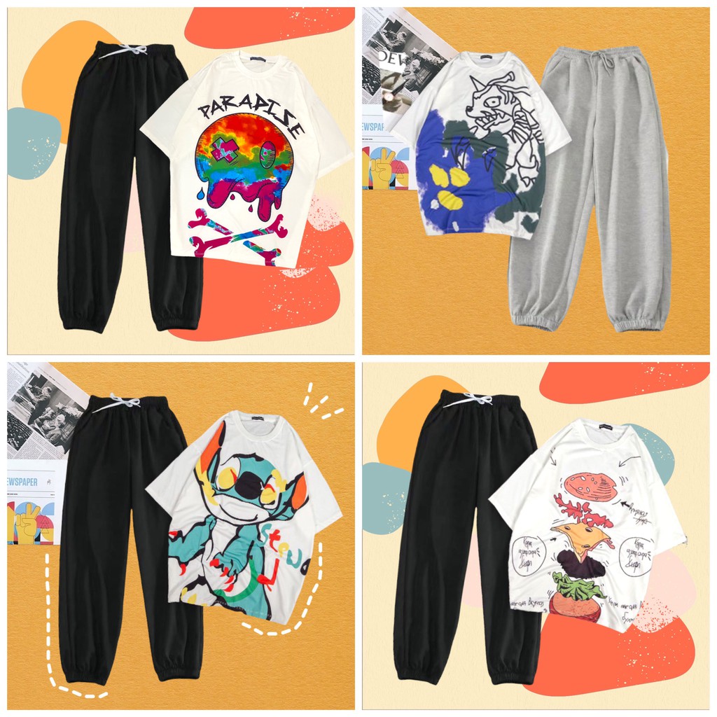 Set Cartoon jogger nỉ dễ thương 9 mẫu CTJ479