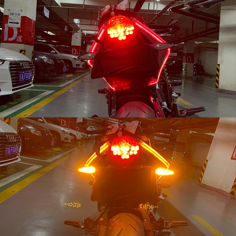 > xe máy điện ánh sáng quét dòng chảy nước rẽ đèn dải phía sau LED ban ngày sửa đổi tay lái