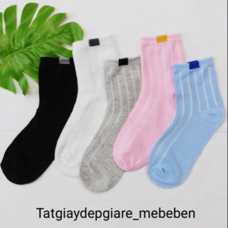 Vớ tem sọc cổ cao, vớ cổ cao nam nữ 5 màu