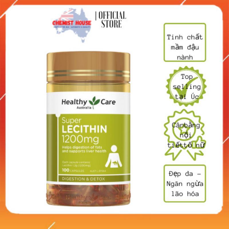[ Hàng Chuẩn ÚC ] Healthy Care Super Lecithin 1200mg - Viên uống tinh chất mầm đậu nành 100 viên