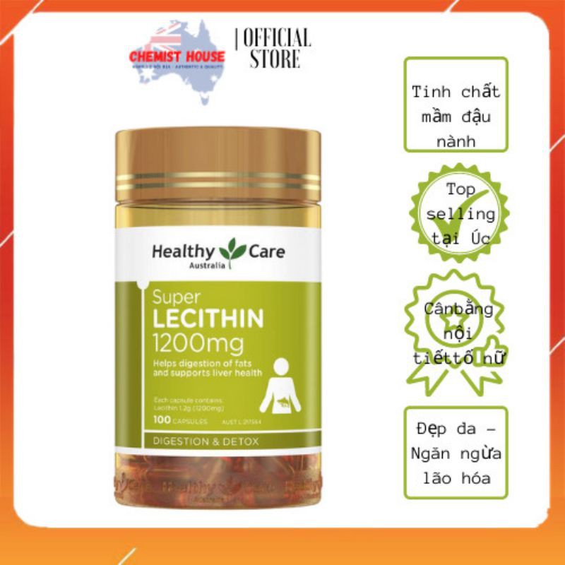 [ Hàng Chuẩn ÚC ] Healthy Care Super Lecithin 1200mg - Viên uống tinh chất mầm đậu nành 100 viên | BigBuy360 - bigbuy360.vn