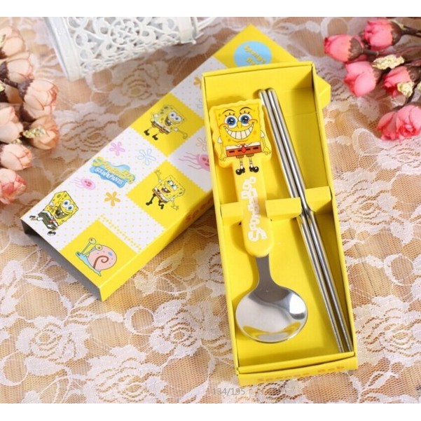 Bộ thìa đũa Hello Kitty, bộ thìa đũa Sponge Bob, Thìa ăn dặm cho trẻ em