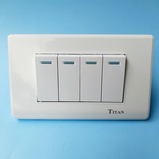 Mặt 2 công tắc đôi vuông 1 chiều Titan White