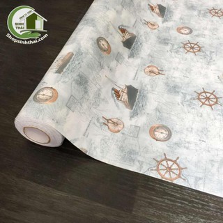 Giấy dán tường thuyền buồm cổ - [ 50cm x khổ 1,2m ] - có sẵn keo
