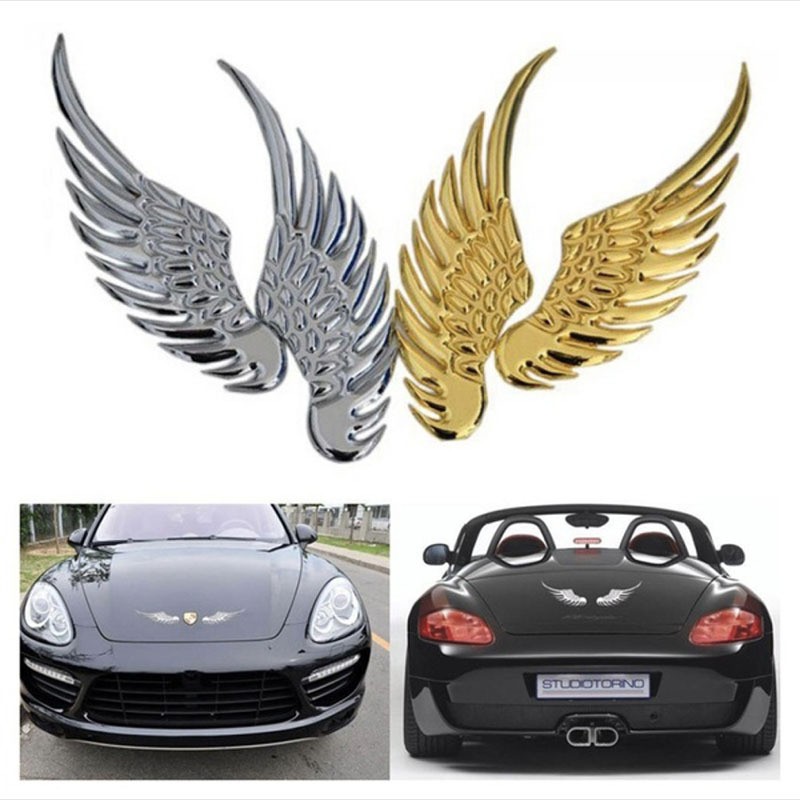 Ticker 3D bộ cánh chim ưng dán logo xe ô tô