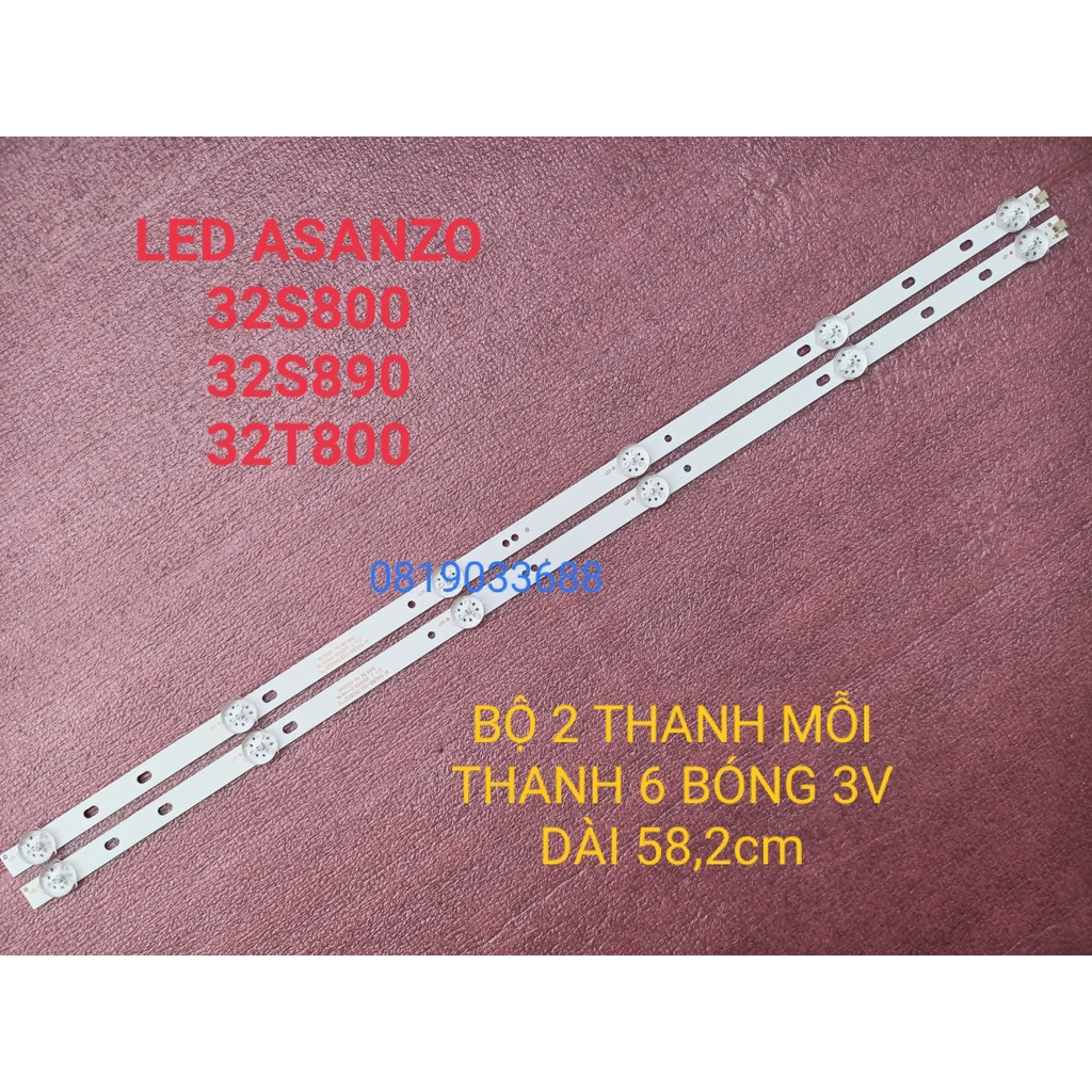 THANH LED TIVI ASANZO 32T800 32S800 32S890 JL.D32061330-083AS-M HÀNG ZIN HÃNG MỚI 100%, BỘ 2 THANH MỖI THANH 6 BÓNG 3V