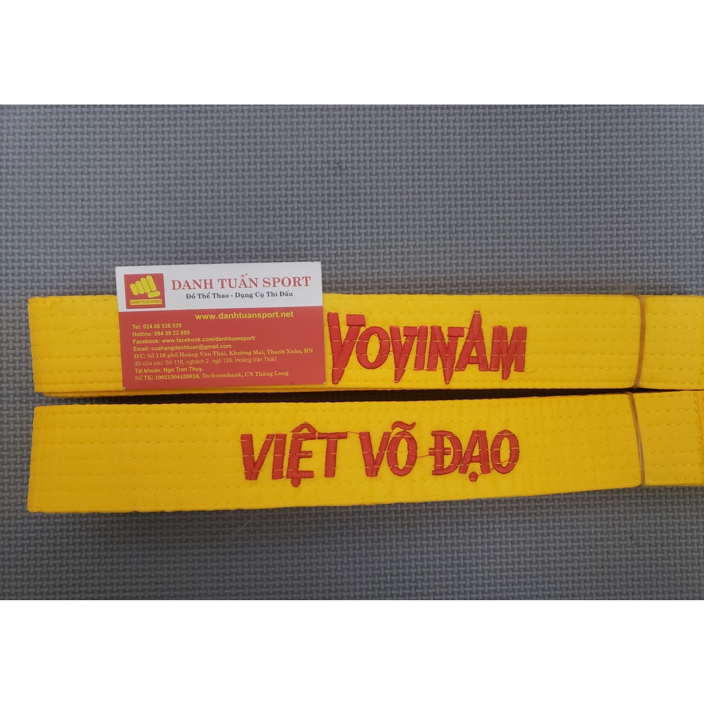 Đai Môn Phái Vovinam, Việt Võ Đạo, Dây Đai Võ Thuật, Thêu Chữ Đẹp, Loại Tốt, Dày, Dài, Bền Đẹp