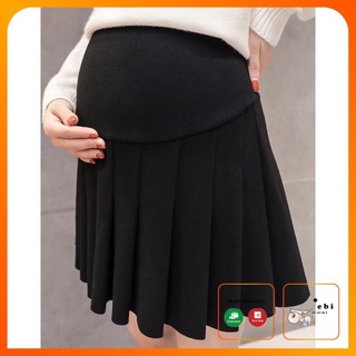 Chân váy bầu - chân váy bầu xếp ly có đỡ bụng kèm chun điều chỉnh và quần bên trong - Jebi