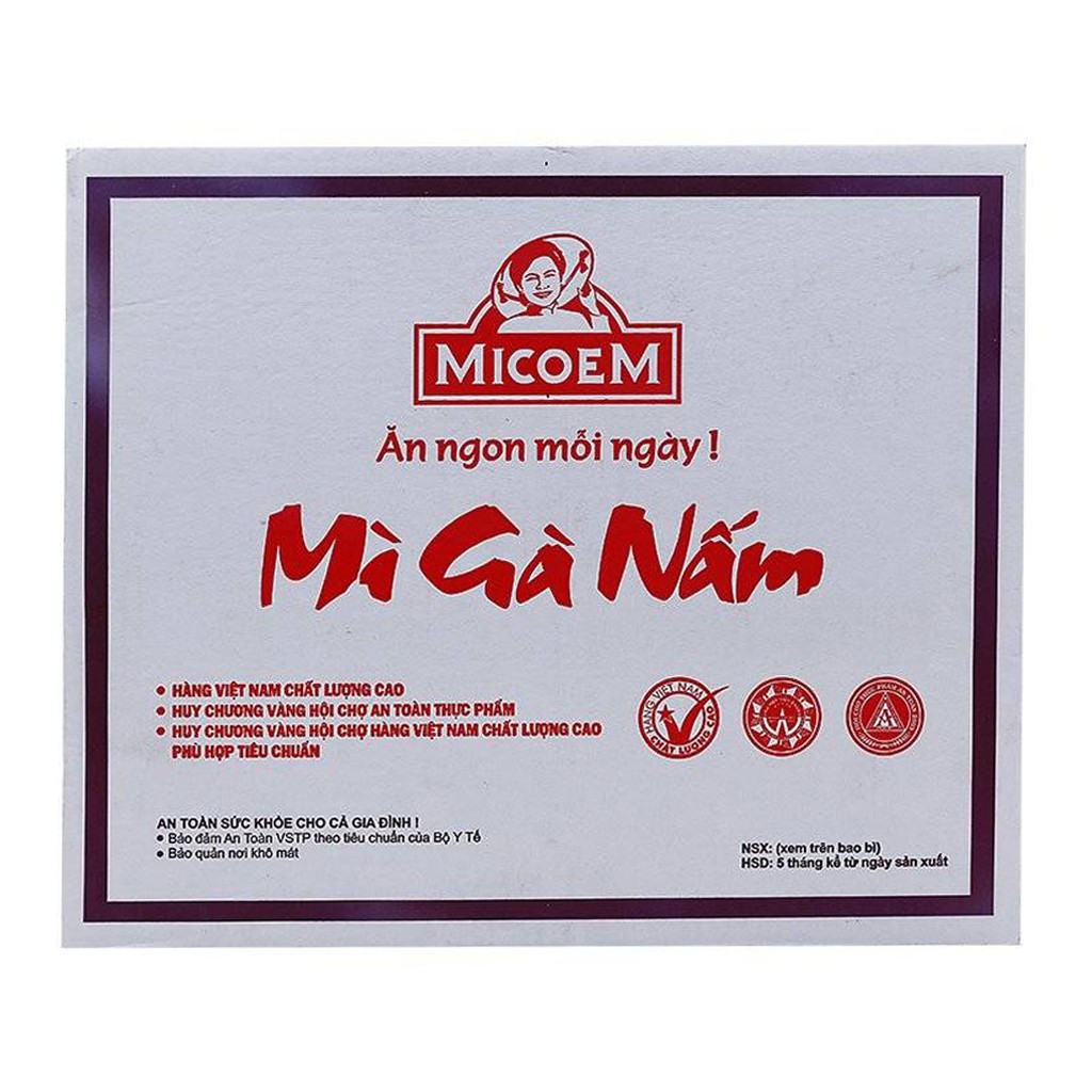 Mì Gà Nấm Micoem Thùng 30 Gói x 70g/gói