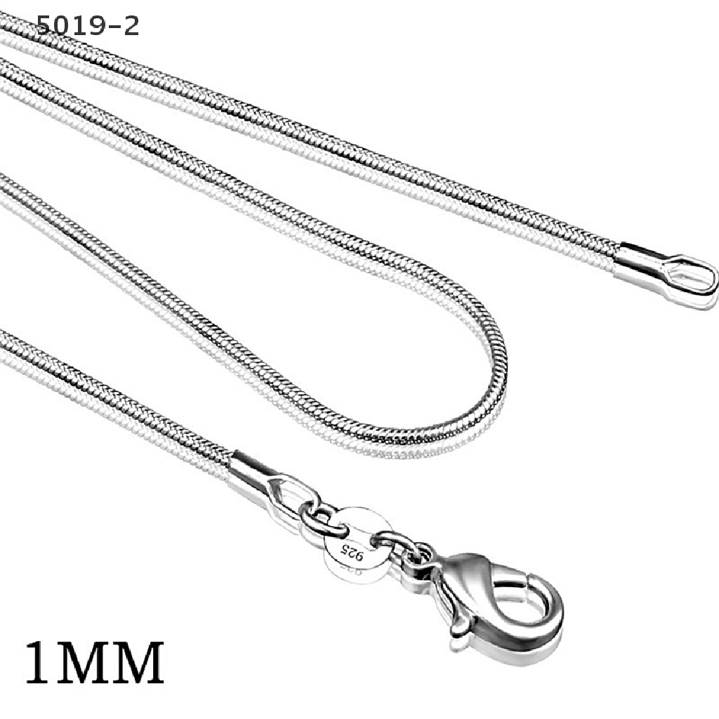 Vòng cổ Mạ Bạc 925 1mm 16 &quot;18&quot; 20 &quot;22&quot; 24 &quot;Thời Trang