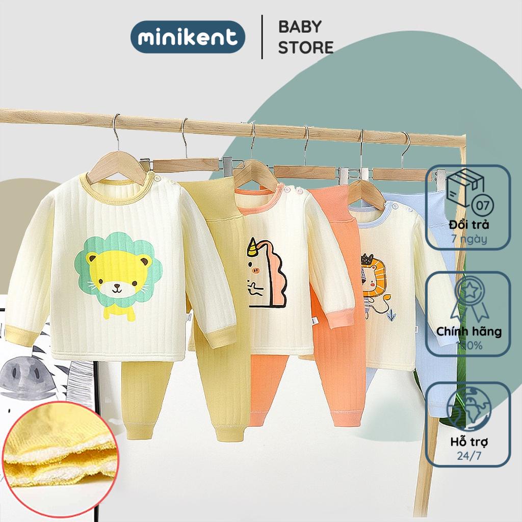 Bộ Chần Bông Ba Lớp Cạp Cao Mềm Mại Ấm Áp Cho Bé 9-16kg