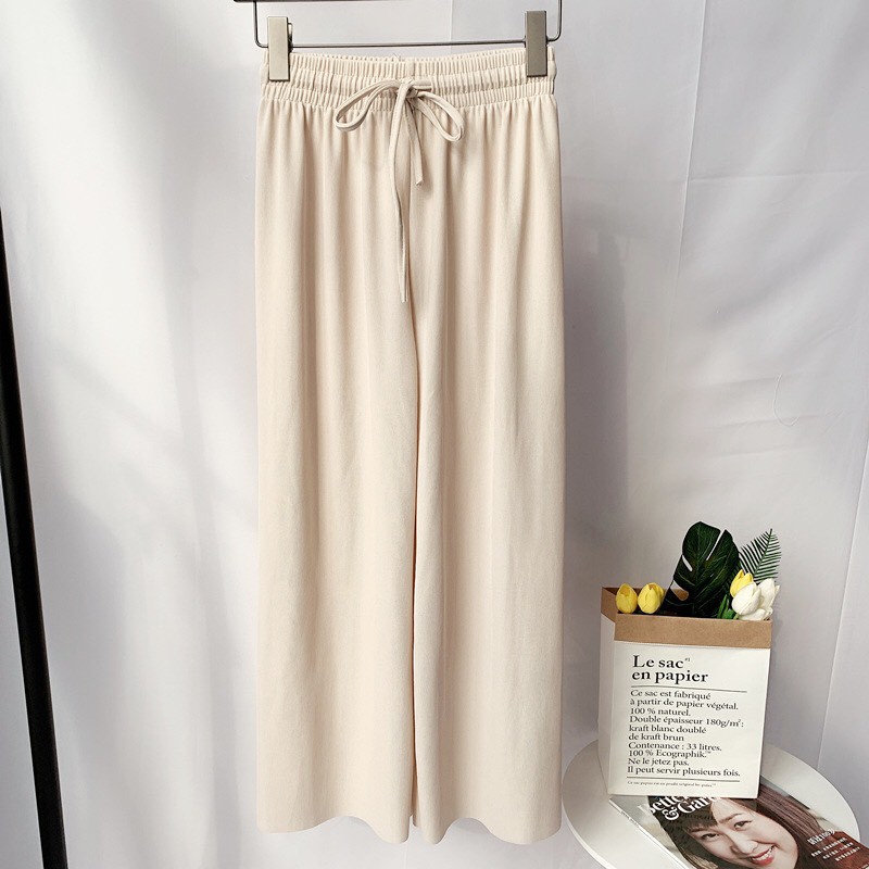 Quần ống rộng culottes vải tăm 95cm